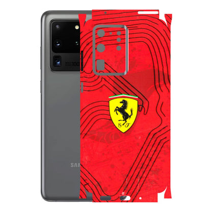 Samsung A/S Series Phone Skins (All Models) - Red Ferrari Logo Stylish - 3D Embossed Finish (L-238) Samsung Galaxy S20 Ultra