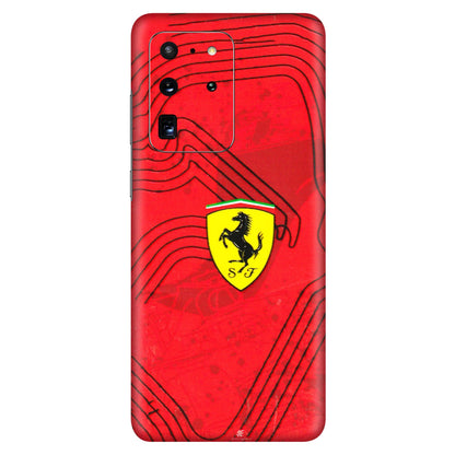 Samsung A/S Series Phone Skins (All Models) - Red Ferrari Logo Stylish - 3D Embossed Finish (L-238) Samsung Galaxy S20 Ultra