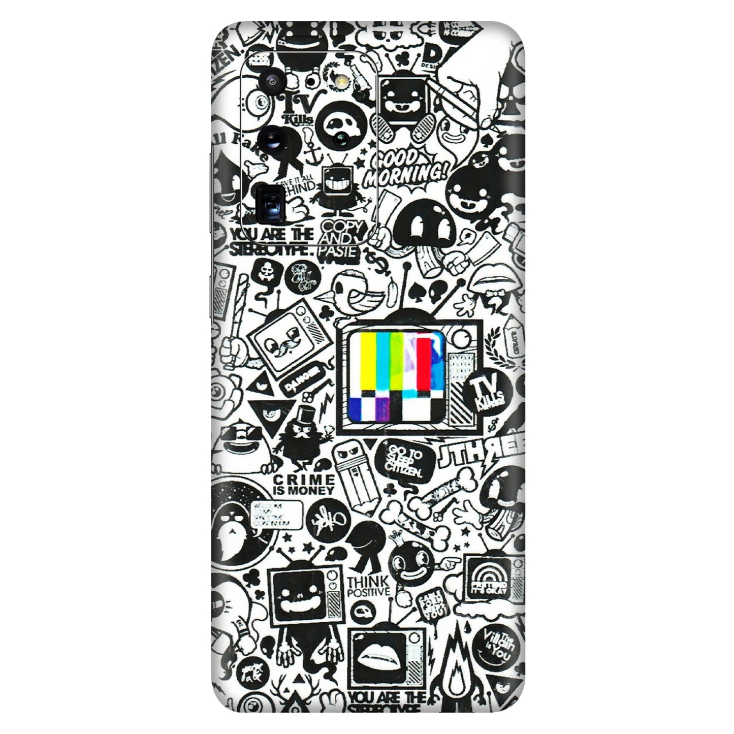 Samsung A/S Series Phone Skins (All Models) - Doodles Positive Art - 3D Embossed Finish (L-263) Samsung Galaxy S20 Ultra