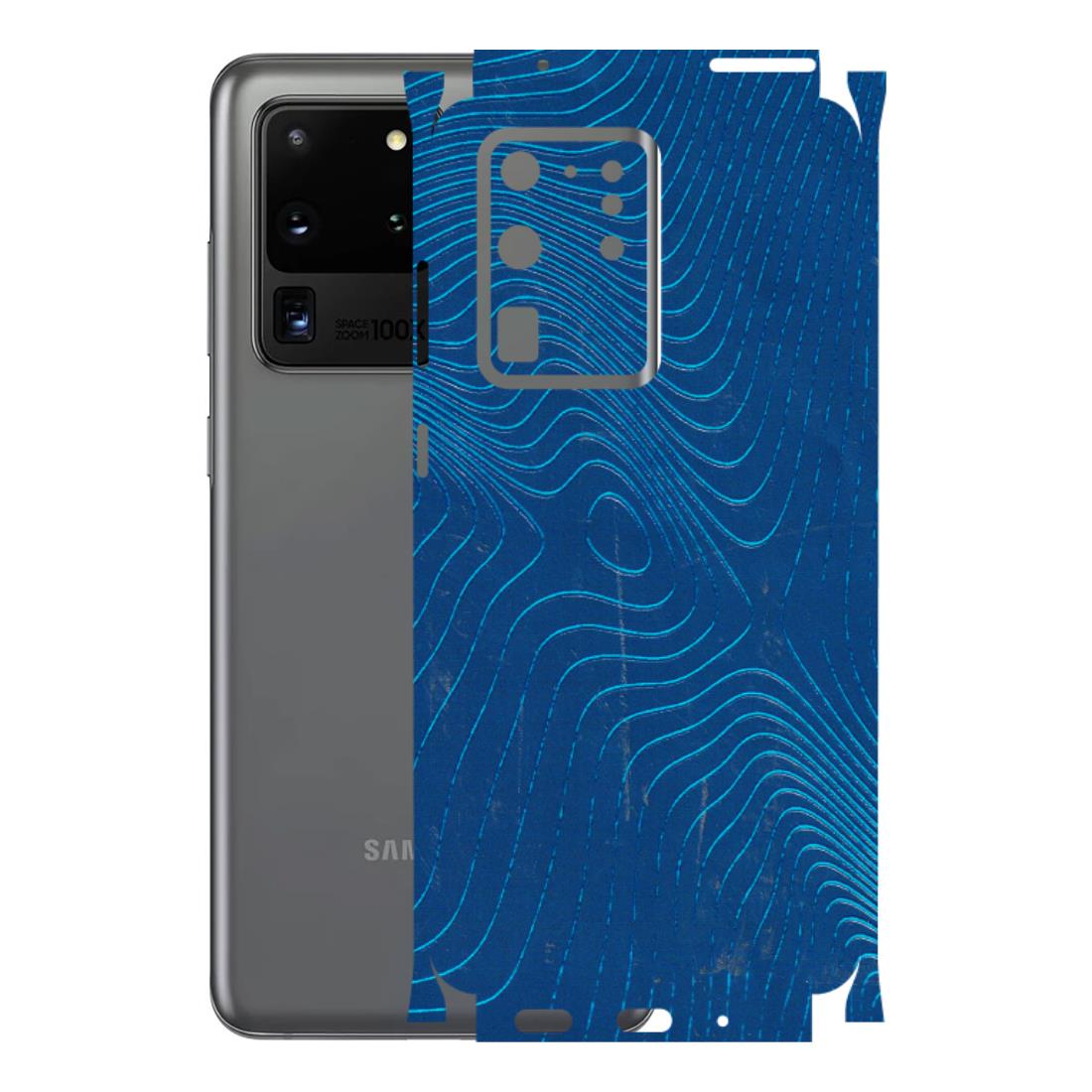 Samsung A/S Series Phone Skins (All Models) - Abstract Blue Line Map - 3D Embossed Finish (L-272) Samsung Galaxy S20 Ultra