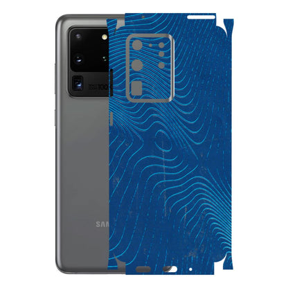 Samsung A/S Series Phone Skins (All Models) - Abstract Blue Line Map - 3D Embossed Finish (L-272) Samsung Galaxy S20 Ultra