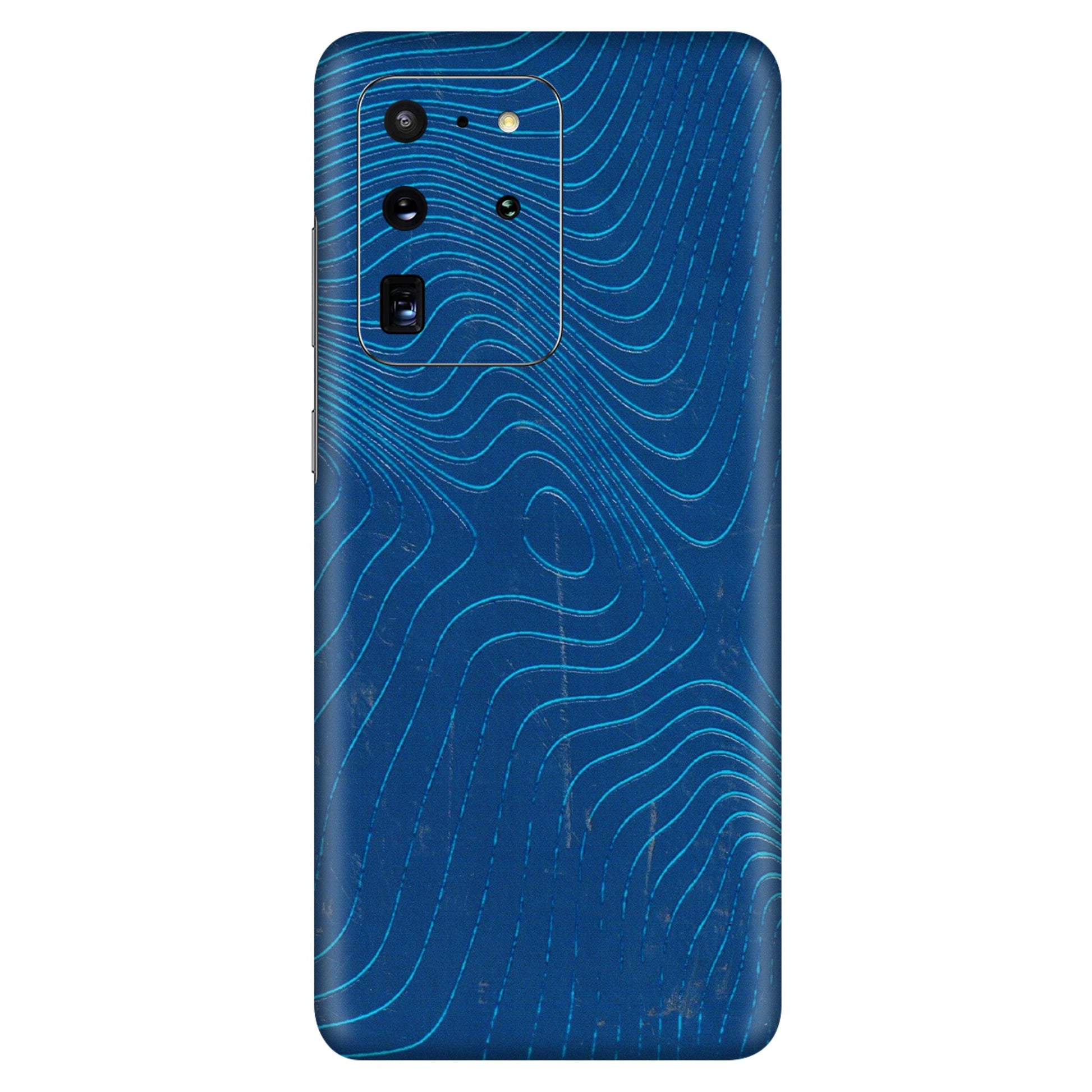 Samsung A/S Series Phone Skins (All Models) - Abstract Blue Line Map - 3D Embossed Finish (L-272) Samsung Galaxy S20 Ultra