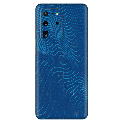 Samsung A/S Series Phone Skins (All Models) - Abstract Blue Line Map - 3D Embossed Finish (L-272) Samsung Galaxy S20 Ultra