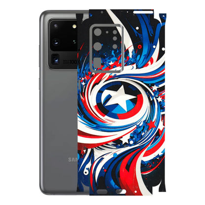 Samsung A/S Series Phone Skins (All Models) - Captain America Logo - 3D Embossed Finish (L-307) Samsung Galaxy S20 Ultra
