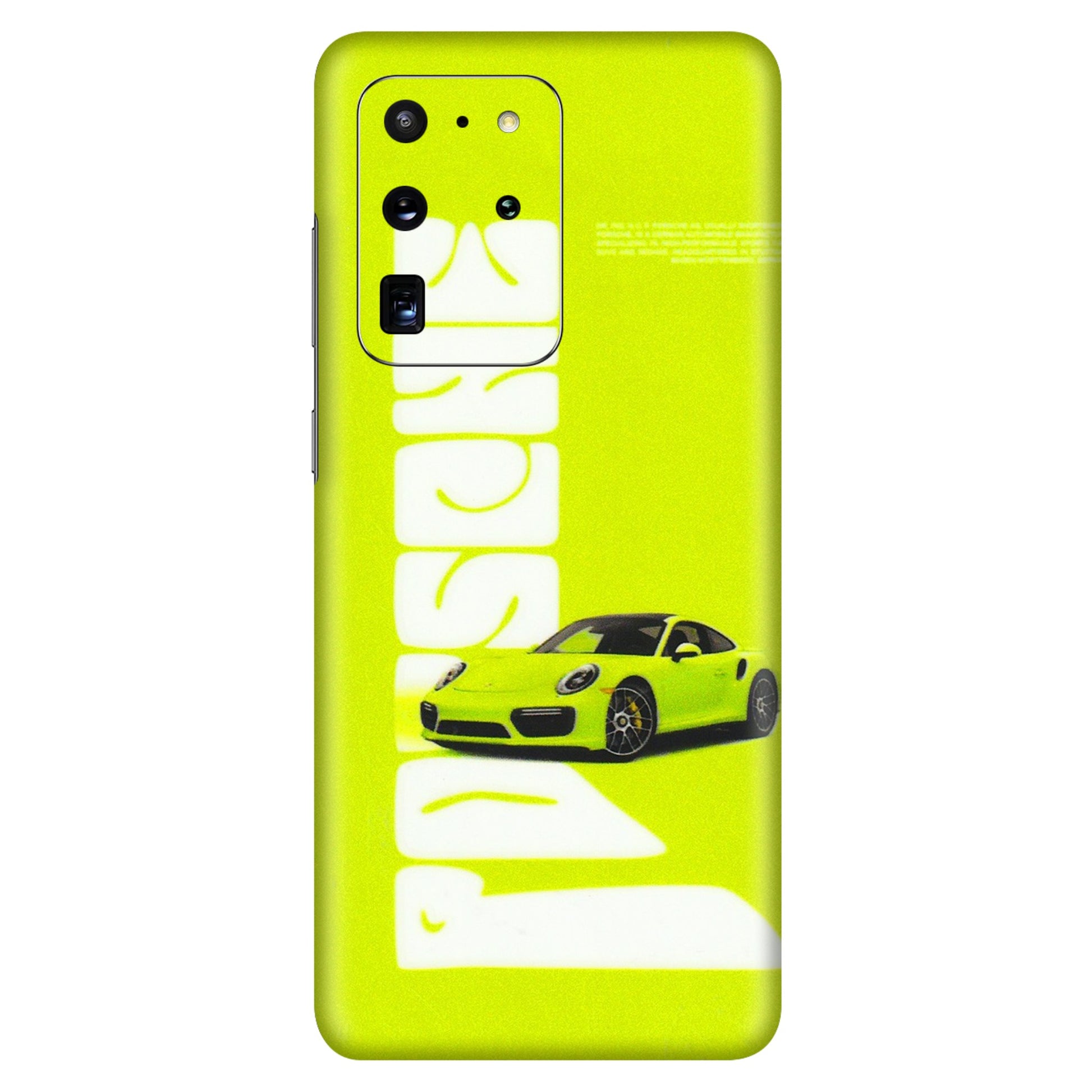 Samsung A/S Series Phone Skins (All Models) - Lime Green Porche - 3D Embossed Finish (L-30) Samsung Galaxy S20 Ultra