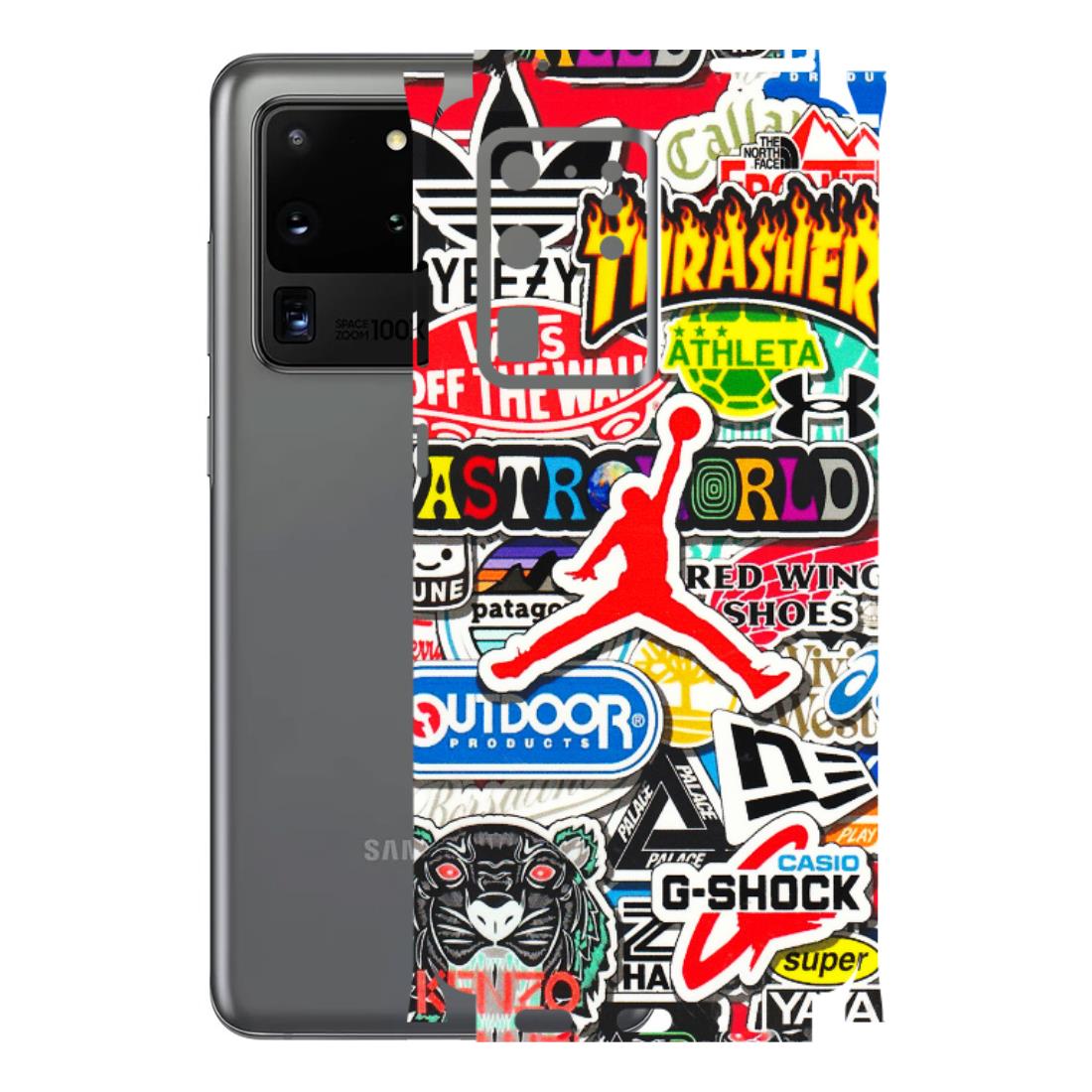 Samsung A/S Series Phone Skins (All Models) - Multi Brands Sticker Graffiti - 3D Embossed Finish (L-37) Samsung Galaxy S20 Ultra