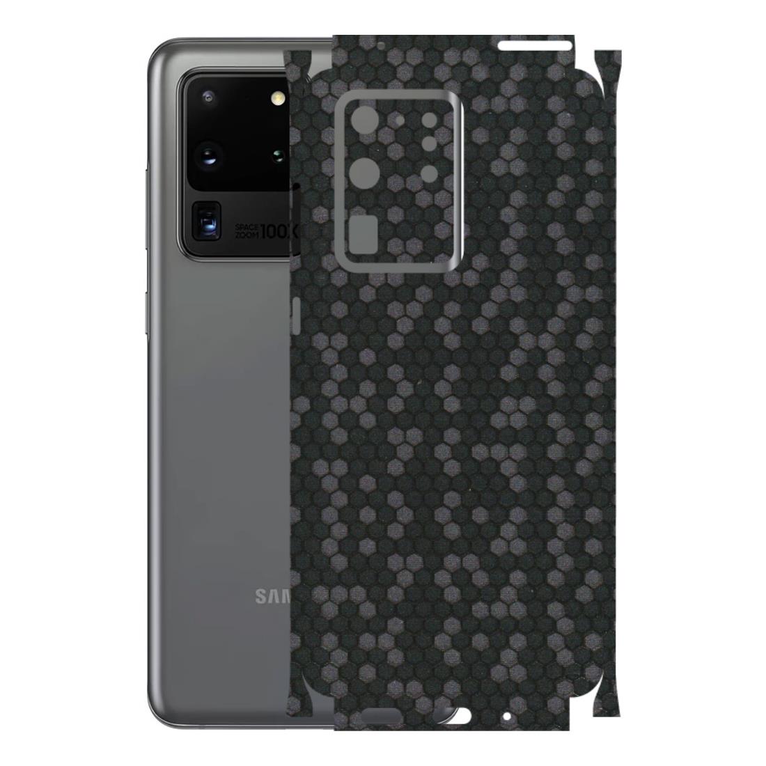 Samsung A/S Series Phone Skins (All Models) - Black Grey Honeycomb Sober - 3D Embossed Finish (L-85) Samsung Galaxy S20 Ultra