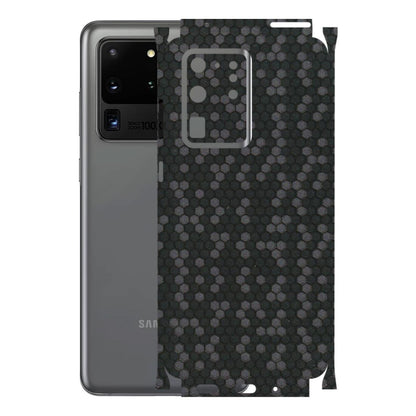 Samsung A/S Series Phone Skins (All Models) - Black Grey Honeycomb Sober - 3D Embossed Finish (L-85) Samsung Galaxy S20 Ultra