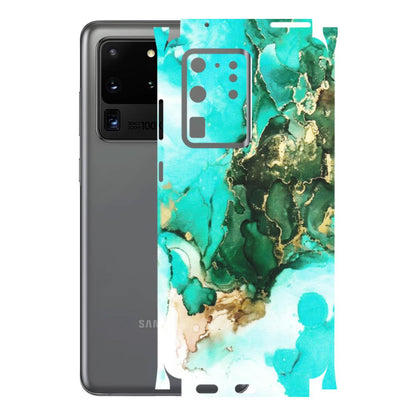Samsung A/S Series Phone Skins (All Models) - The Blue Gold Marble - Matte Finish (M-124) Samsung Galaxy S20 Ultra