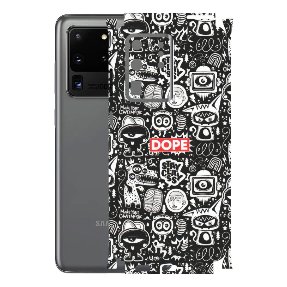 Samsung A/S Series Phone Skins (All Models) - Dope Stay Classy Black Doodles - Matte Finish (M-126) Samsung Galaxy S20 Ultra