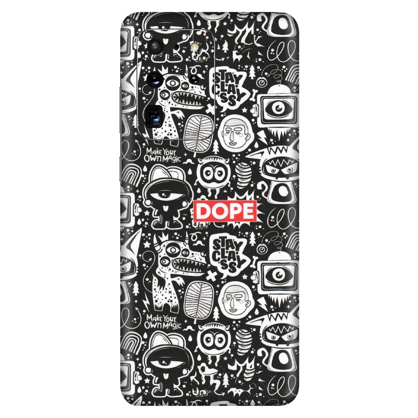 Samsung A/S Series Phone Skins (All Models) - Dope Stay Classy Black Doodles - Matte Finish (M-126) Samsung Galaxy S20 Ultra