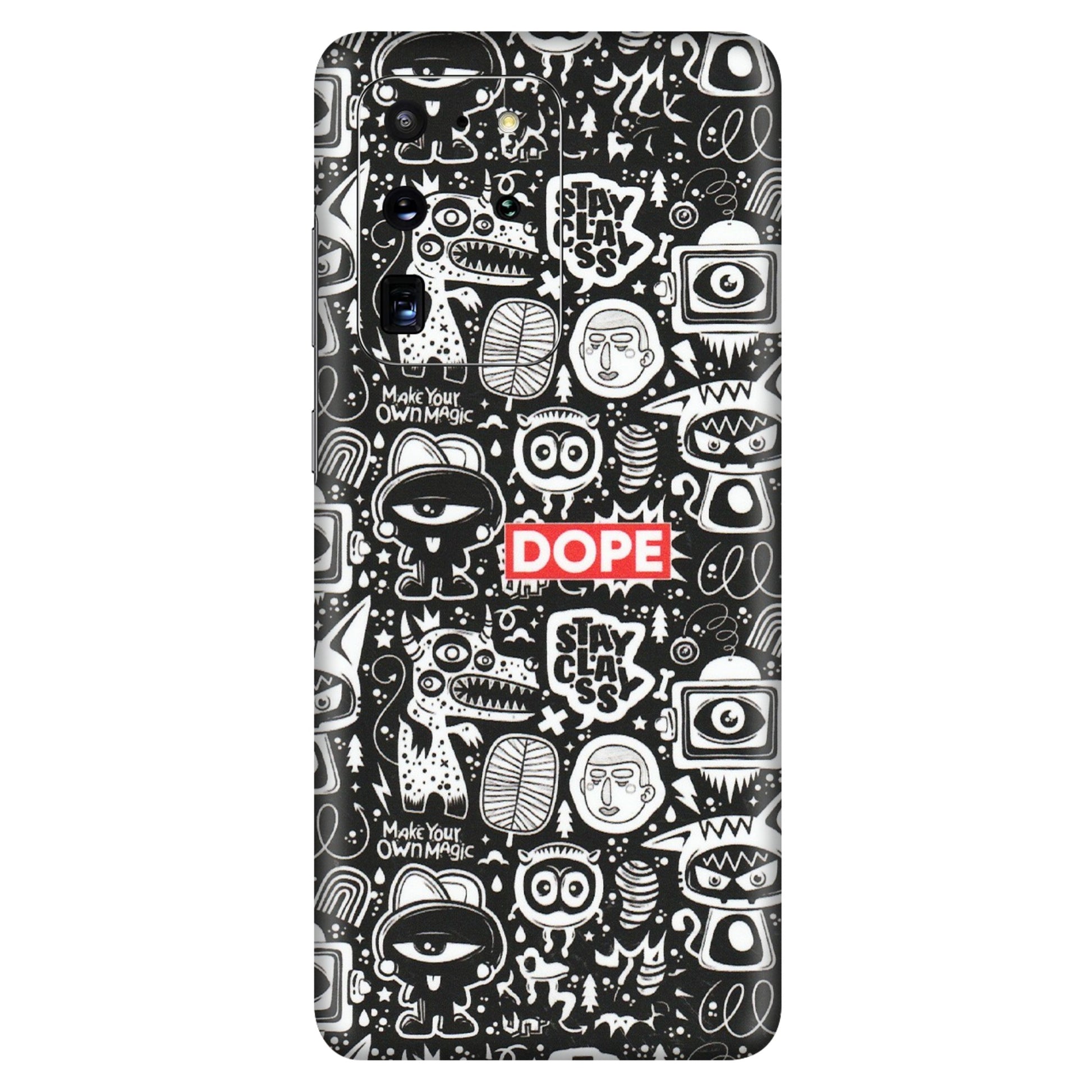Samsung A/S Series Phone Skins (All Models) - Dope Stay Classy Black Doodles - Matte Finish (M-126) Samsung Galaxy S20 Ultra