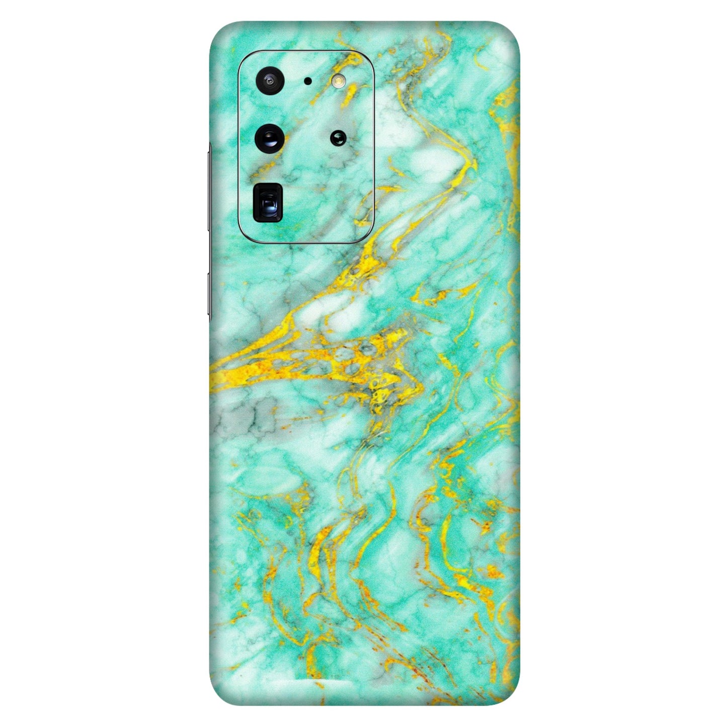 Samsung A/S Series Phone Skins (All Models) - Green And Gold Marble Feel - Matte Finish (M-16) Samsung Galaxy S20 Ultra