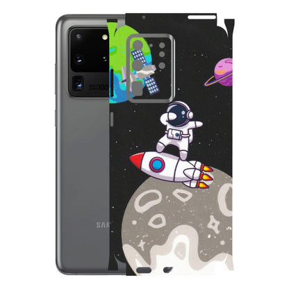 Samsung A/S Series Phone Skins (All Models) - Astronaut Vibing Toon Running - Matte Finish (M-39) Samsung Galaxy S20 Ultra