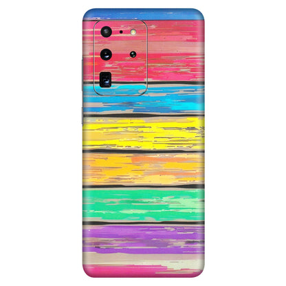 Samsung A/S Series Phone Skins (All Models) - Multi Colour Wooden Wall - Matte Finish (M-96) Samsung Galaxy S20 Ultra