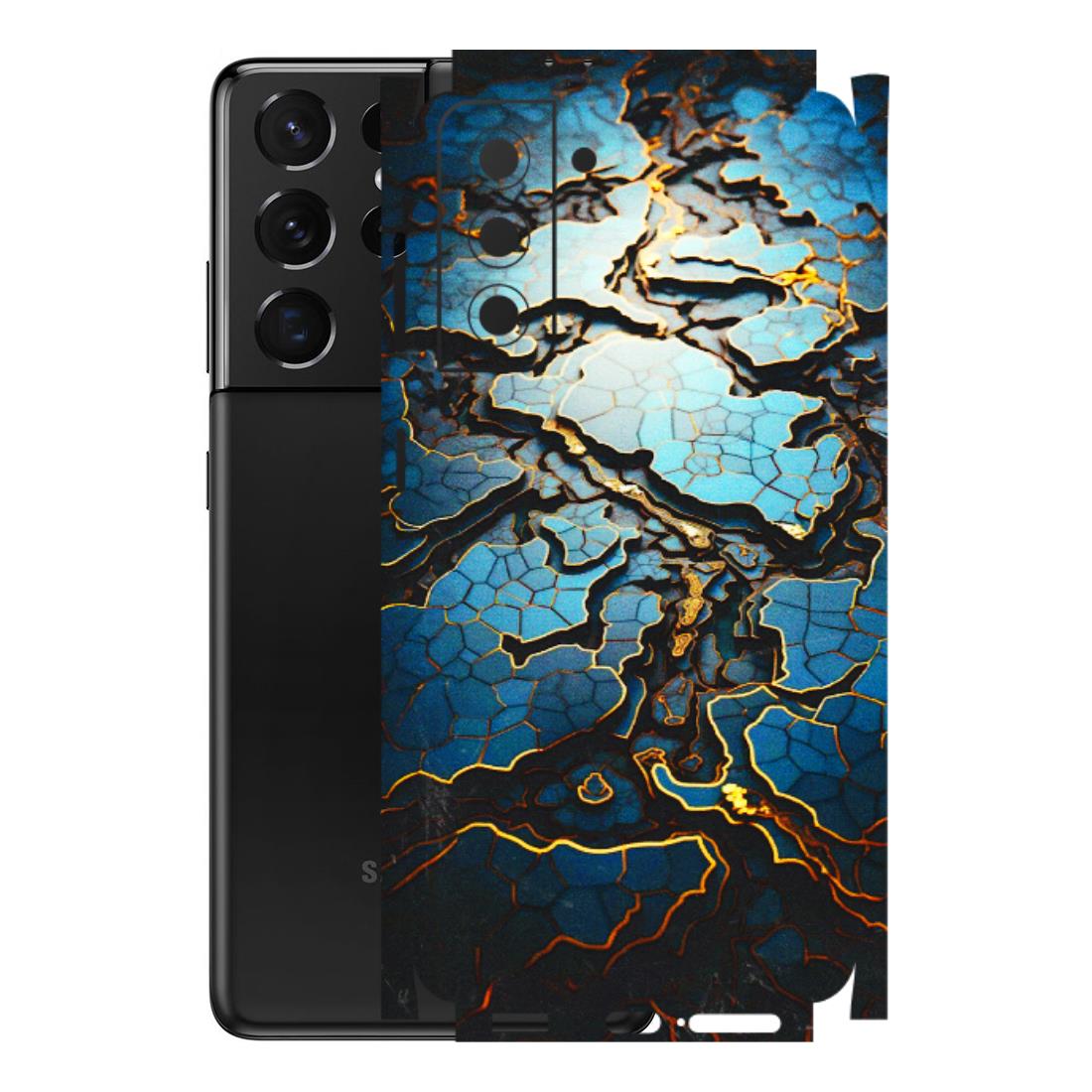 Samsung A/S Series Phone Skins (All Models) - Blue Gold Abstract - 3D Embossed Finish (L-11) Samsung Galaxy S21 5G