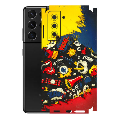 Samsung A/S Series Phone Skins (All Models) - Pacific Doodle Art - 3D Embossed Finish (L-120) Samsung Galaxy S21 5G