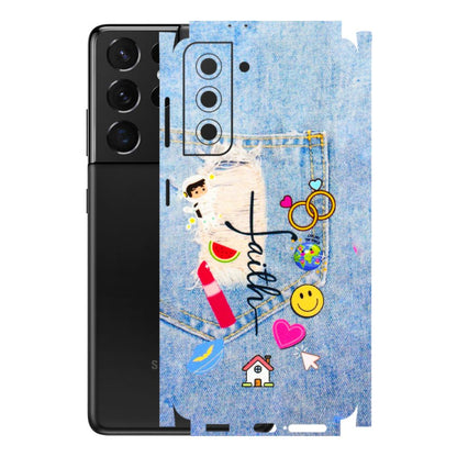 Samsung A/S Series Phone Skins (All Models) - Denim Jeans Pocket - 3D Embossed Finish (L-134) Samsung Galaxy S21 5G
