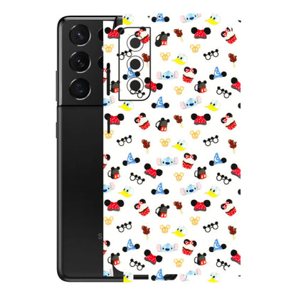 Samsung A/S Series Phone Skins (All Models) - Minnie Mouse & Donald Doodles s - 3D Embossed Finish (L-194) Samsung Galaxy S21 5G