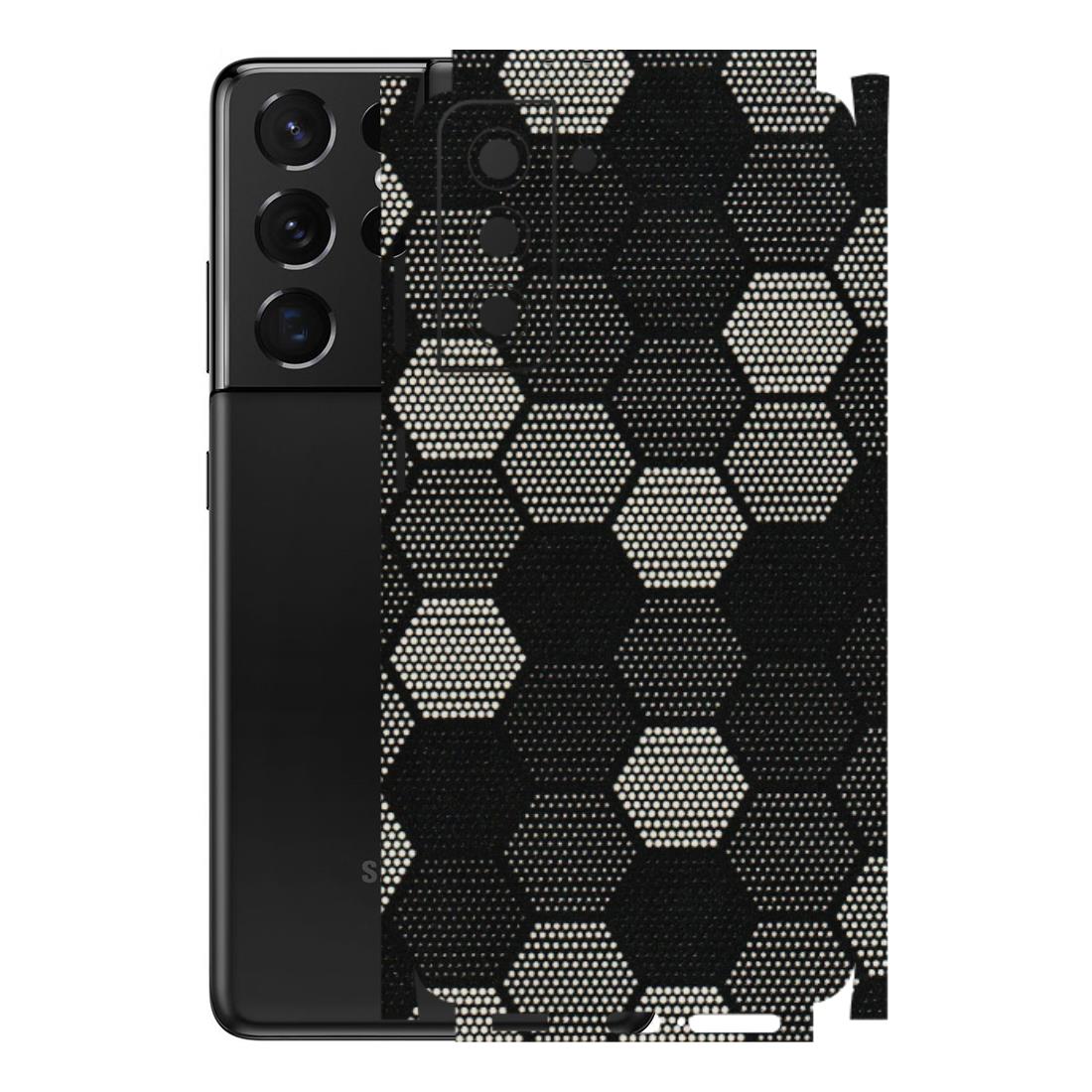Samsung A/S Series Phone Skins (All Models) - Black & White Dotted Honeycomb Texture - 3D Embossed Finish (L-202) Samsung Galaxy S21 5G