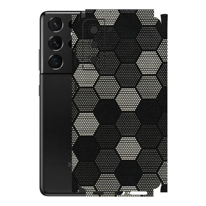 Samsung A/S Series Phone Skins (All Models) - Black & White Dotted Honeycomb Texture - 3D Embossed Finish (L-202) Samsung Galaxy S21 5G