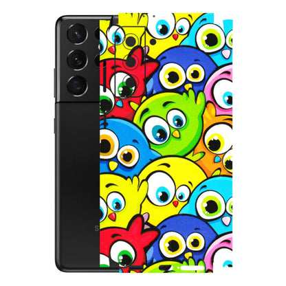 Samsung A/S Series Phone Skins (All Models) - Cute Fluffy Birds - 3D Embossed Finish (L-213) Samsung Galaxy S21 5G