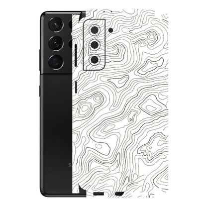 Samsung A/S Series Phone Skins (All Models) - White Black Swirls - 3D Embossed Finish (L-219) Samsung Galaxy S21 5G