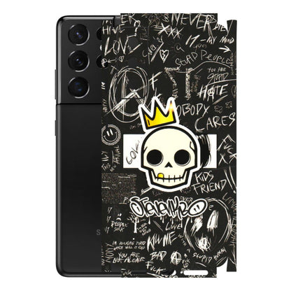 Samsung A/S Series Phone Skins (All Models) - Funny Skull Black Chalk Grafitti - 3D Embossed Finish (L-22) Samsung Galaxy S21 5G