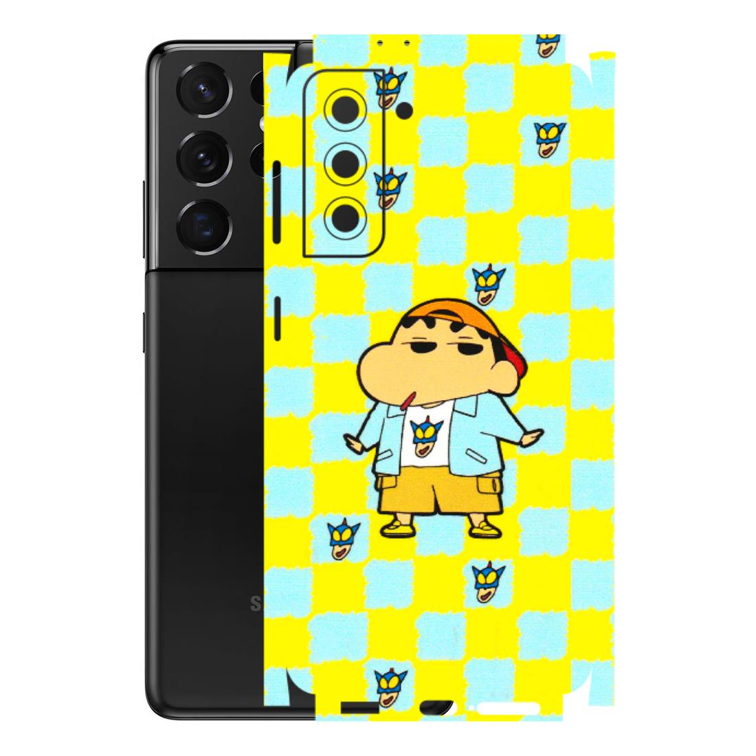 Samsung A/S Series Phone Skins (All Models) - Yellow Blue Shinchan Cute - 3D Embossed Finish (L-221) Samsung Galaxy S21 5G