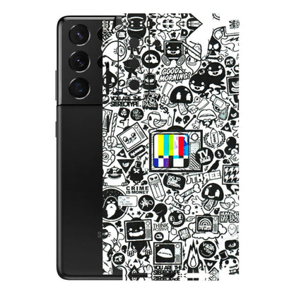 Samsung A/S Series Phone Skins (All Models) - Doodles Positive Art - 3D Embossed Finish (L-263) Samsung Galaxy S21 5G