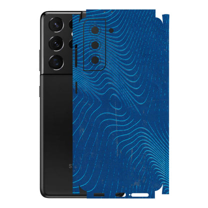 Samsung A/S Series Phone Skins (All Models) - Abstract Blue Line Map - 3D Embossed Finish (L-272) Samsung Galaxy S21 5G