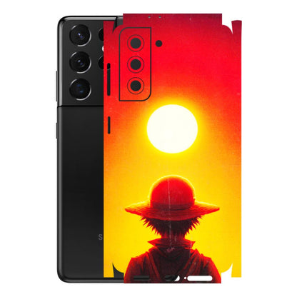 Samsung A/S Series Phone Skins (All Models) - Cool Sunset With Monkey D.Luffy Anime - 3D Embossed Finish (L-329) Samsung Galaxy S21 5G