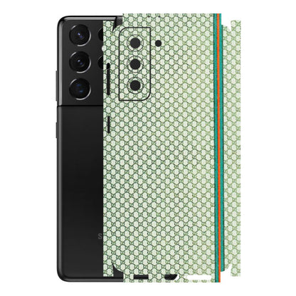 Samsung A/S Series Phone Skins (All Models) - Gucci Fabric Pattern - 3D Embossed Finish (L-73) Samsung Galaxy S21 5G