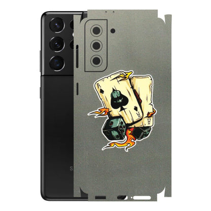 Samsung A/S Series Phone Skins (All Models) - Grey Cards Of Ace - 3D Embossed Finish (L-77) Samsung Galaxy S21 5G
