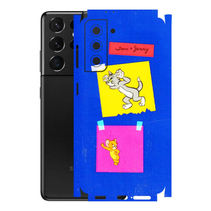 Samsung A/S Series Phone Skins (All Models) - Tom N Jerry Sticky Notes - 3D Embossed Finish (L-88) Samsung Galaxy S21 5G