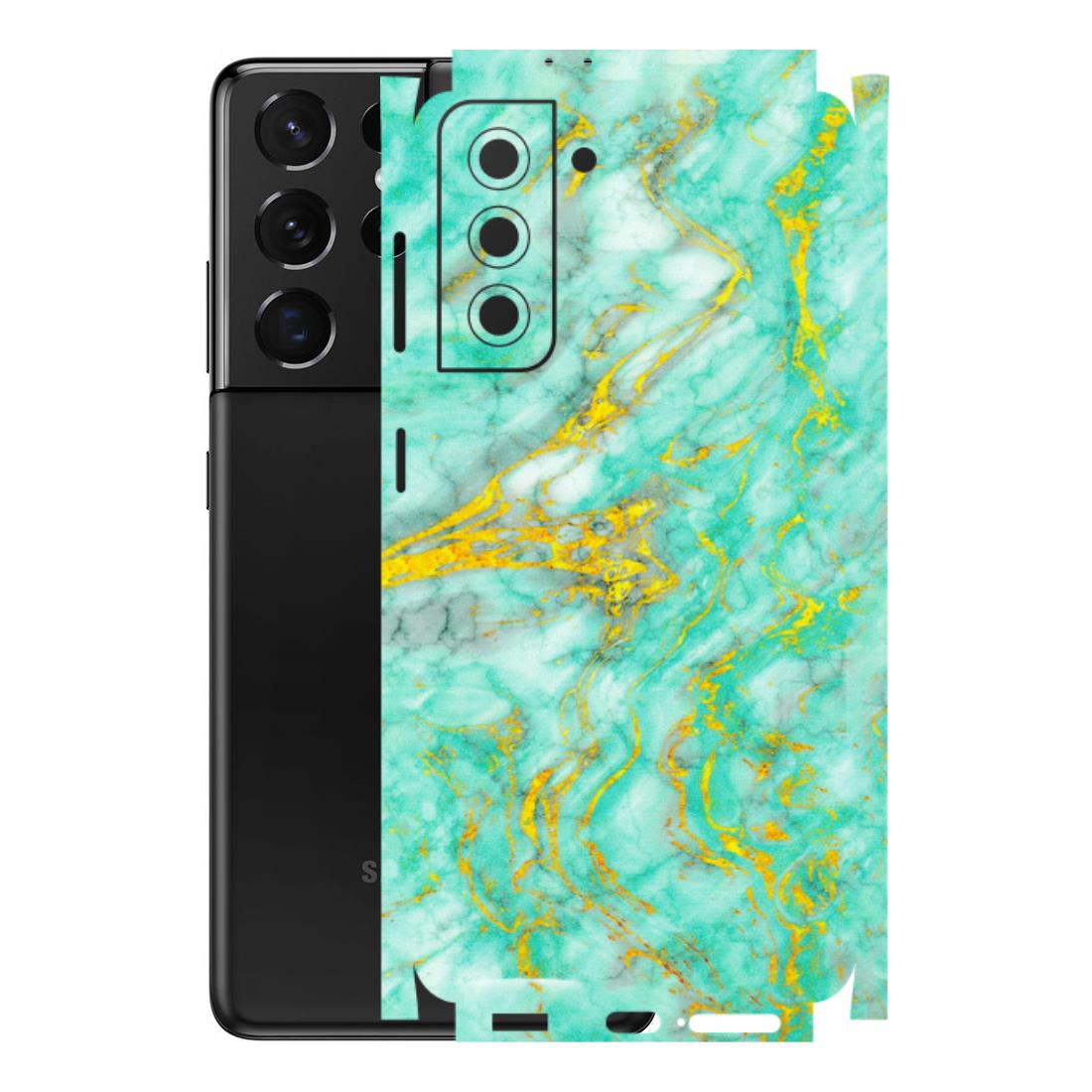 Samsung A/S Series Phone Skins (All Models) - Green And Gold Marble Feel - Matte Finish (M-16) Samsung Galaxy S21 5G
