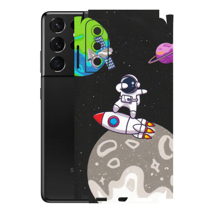 Samsung A/S Series Phone Skins (All Models) - Astronaut Vibing Toon Running - Matte Finish (M-39) Samsung Galaxy S21 5G