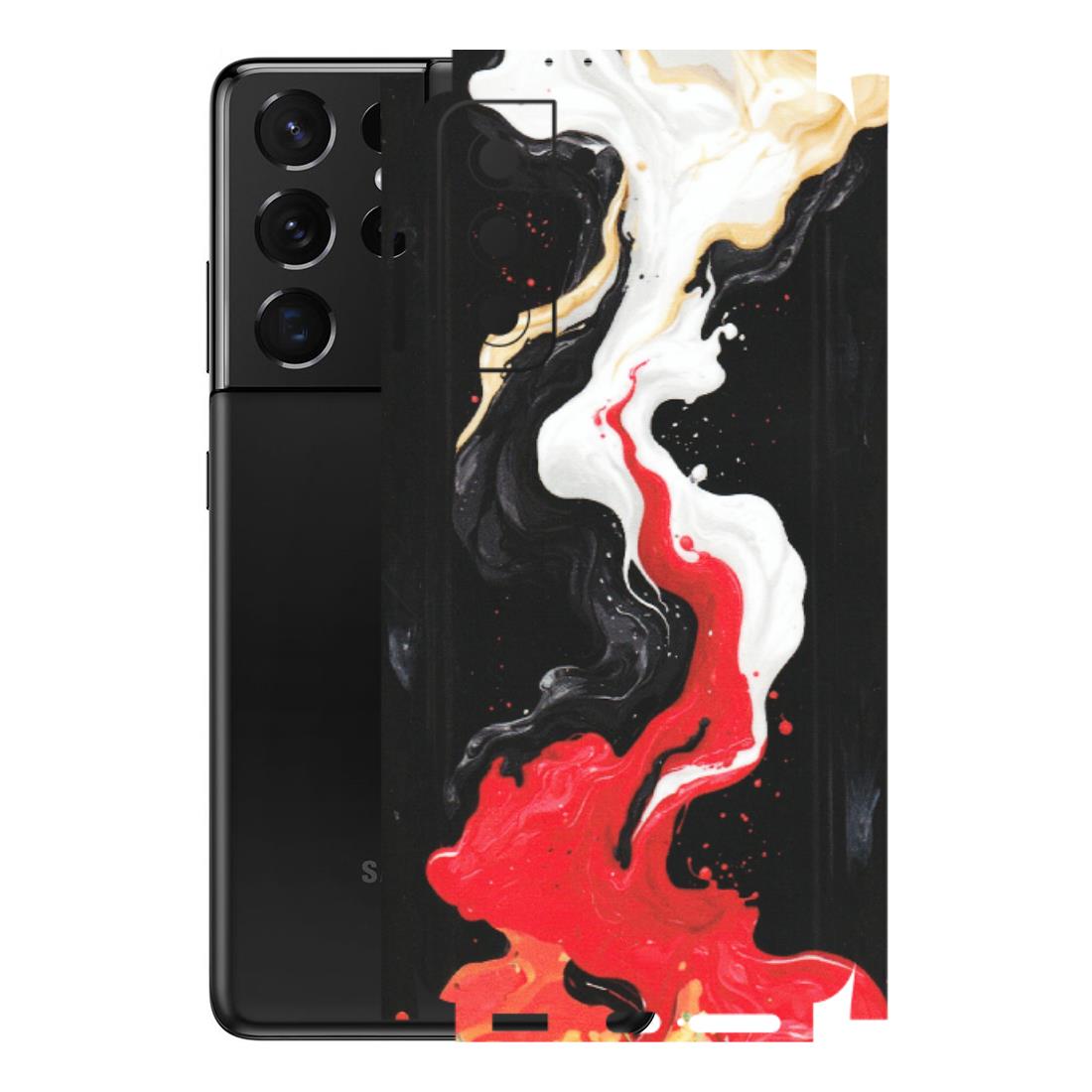 Samsung A/S Series Phone Skins (All Models) - Black Red White Paint Splash Fusion - Matte Finish (M-56) Samsung Galaxy S21 5G