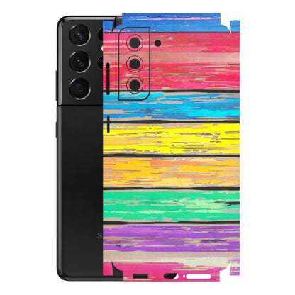 Samsung A/S Series Phone Skins (All Models) - Multi Colour Wooden Wall - Matte Finish (M-96) Samsung Galaxy S21 5G