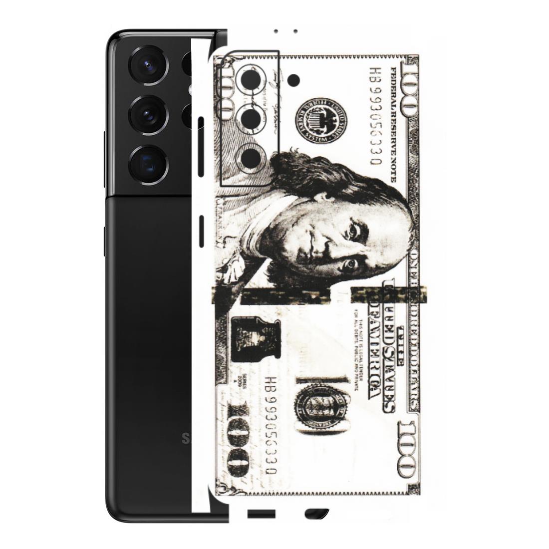 Samsung A/S Series Phone Skins (All Models) - 100 Dollar Currency - Transparent Finish (T-01) Samsung Galaxy S21 5G