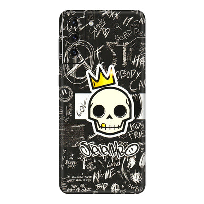 Samsung A/S Series Phone Skins (All Models) - Funny Skull Black Chalk Grafitti - 3D Embossed Finish (L-22) Samsung Galaxy S21 5G