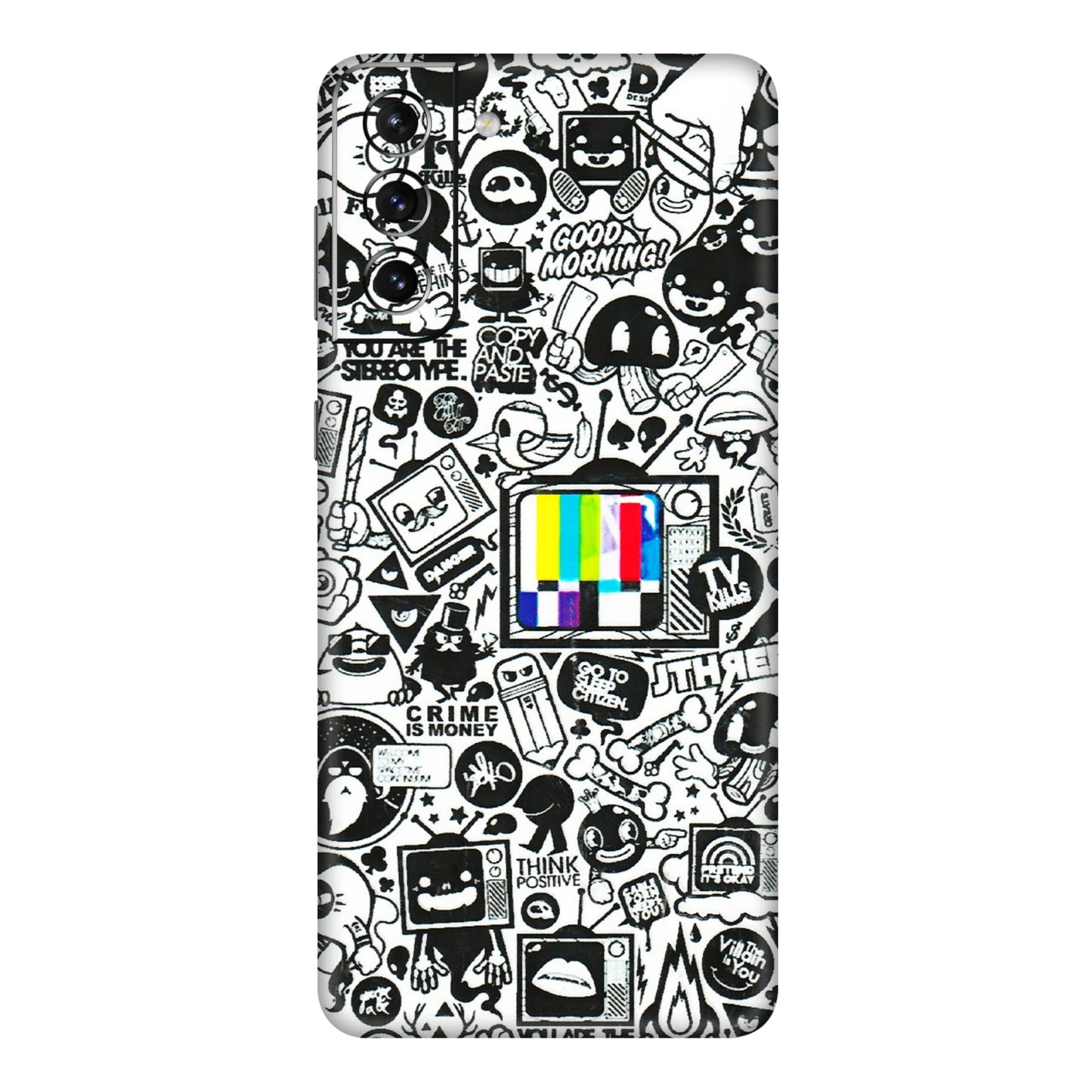 Samsung A/S Series Phone Skins (All Models) - Doodles Positive Art - 3D Embossed Finish (L-263) Samsung Galaxy S21 5G