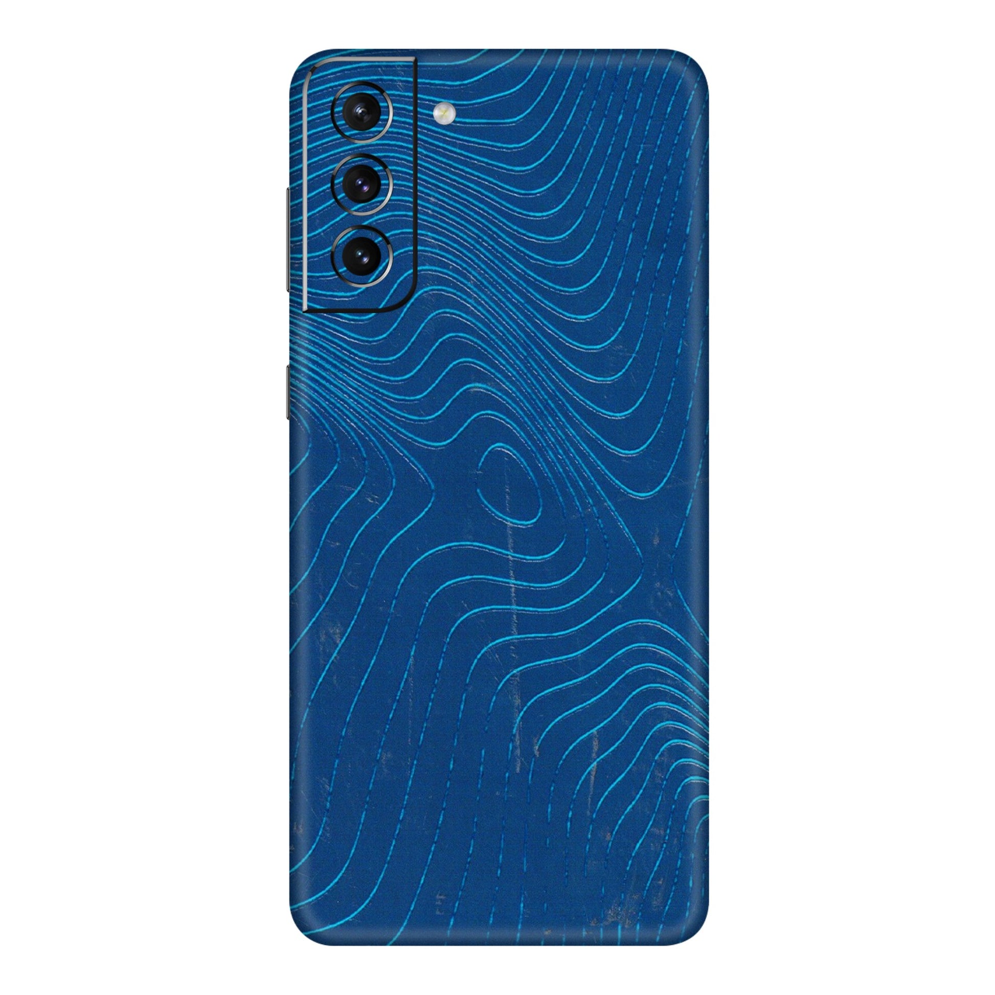 Samsung A/S Series Phone Skins (All Models) - Abstract Blue Line Map - 3D Embossed Finish (L-272) Samsung Galaxy S21 5G