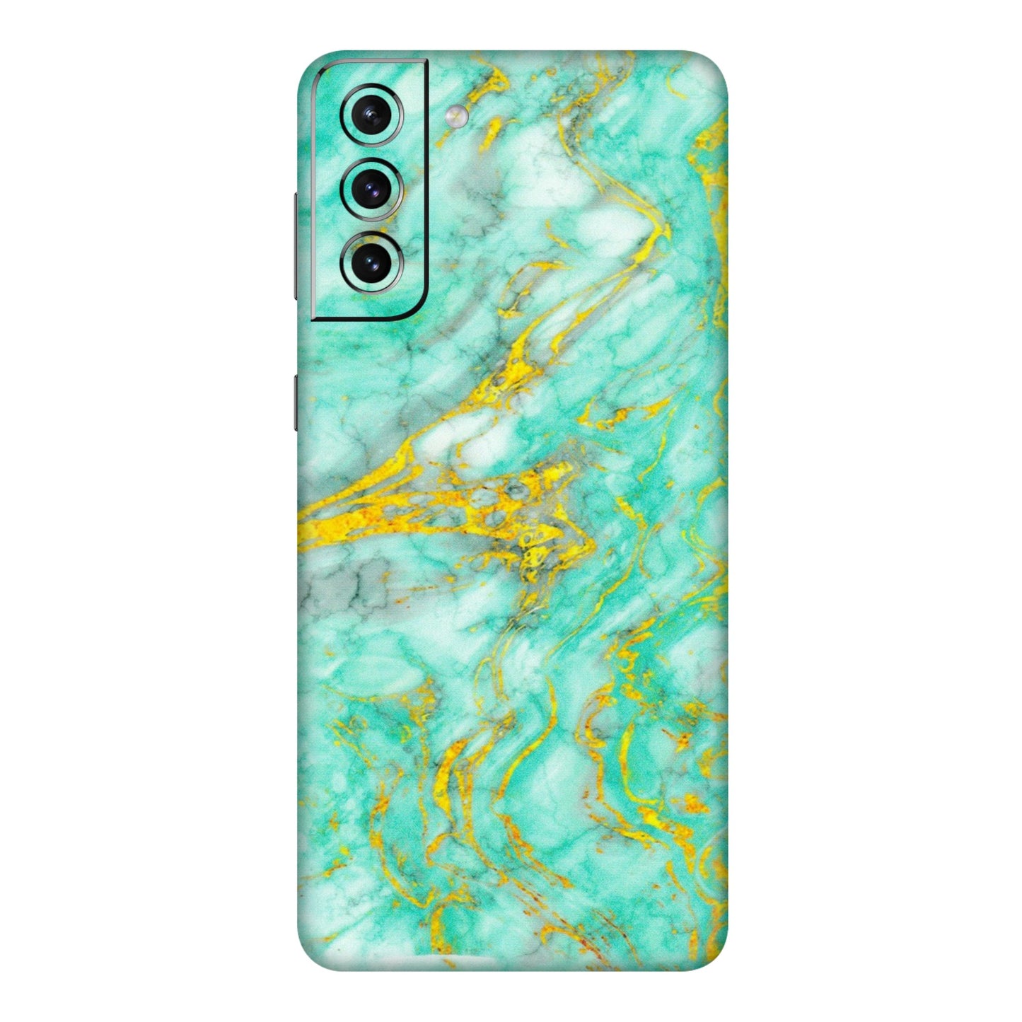 Samsung A/S Series Phone Skins (All Models) - Green And Gold Marble Feel - Matte Finish (M-16) Samsung Galaxy S21 5G