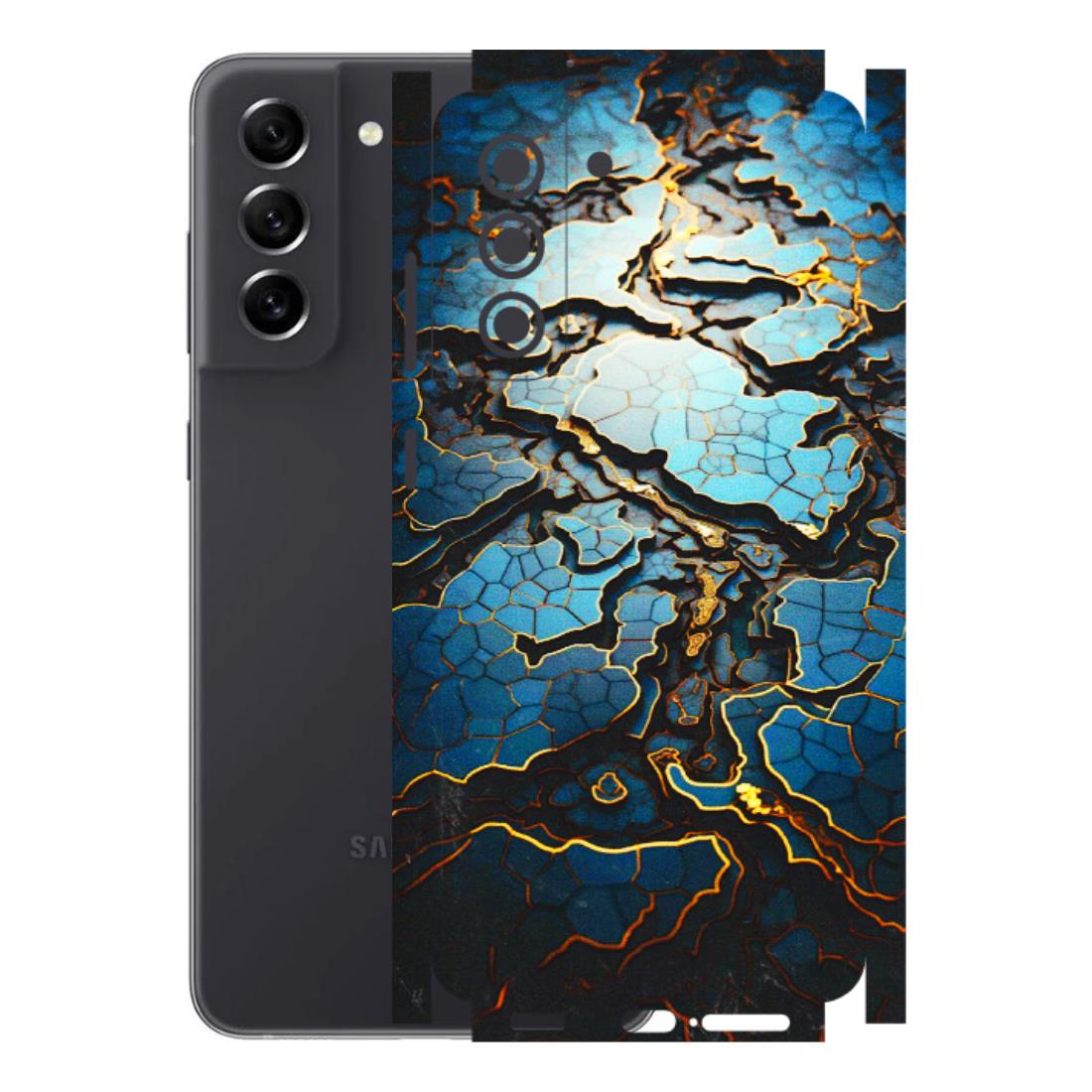 Samsung A/S Series Phone Skins (All Models) - Blue Gold Abstract - 3D Embossed Finish (L-11) Samsung Galaxy S21 FE 5G