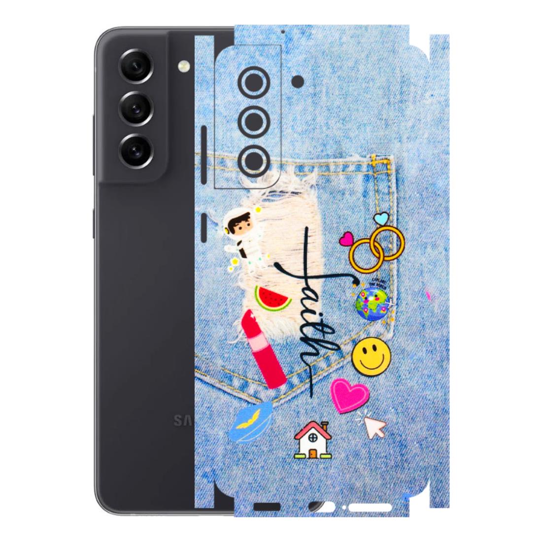 Samsung A/S Series Phone Skins (All Models) - Denim Jeans Pocket - 3D Embossed Finish (L-134) Samsung Galaxy S21 FE 5G
