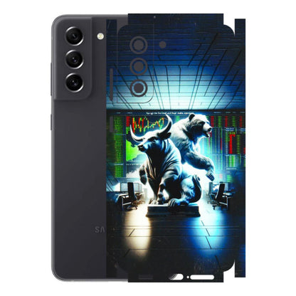 Samsung A/S Series Phone Skins (All Models) - Stock Market Sensex Bear vs Bulls - 3D Embossed Finish (L-15) Samsung Galaxy S21 FE 5G