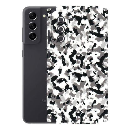 Samsung A/S Series Phone Skins (All Models) - White Black Camouflage - 3D Embossed Finish (L-18) Samsung Galaxy S21 FE 5G