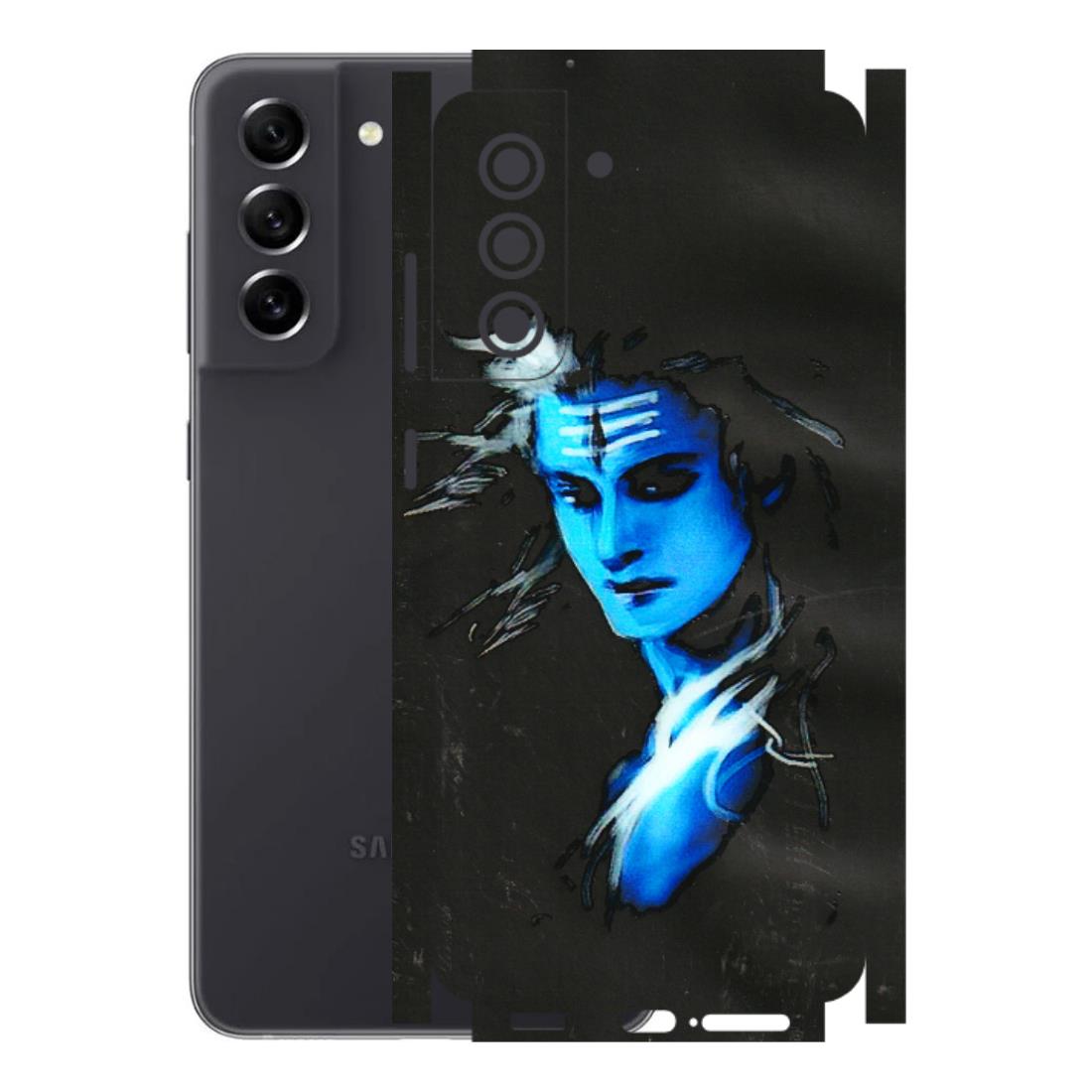 Samsung A/S Series Phone Skins (All Models) - Har Har Mahadev Blue/Black - 3D Embossed Finish (L-185) Samsung Galaxy S21 FE 5G
