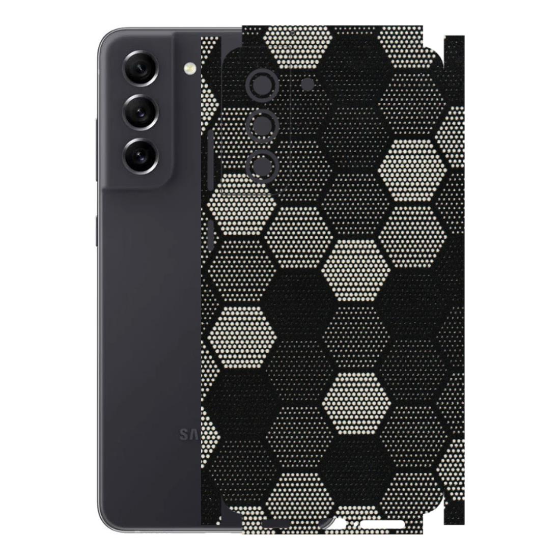 Samsung A/S Series Phone Skins (All Models) - Black & White Dotted Honeycomb Texture - 3D Embossed Finish (L-202) Samsung Galaxy S21 FE 5G